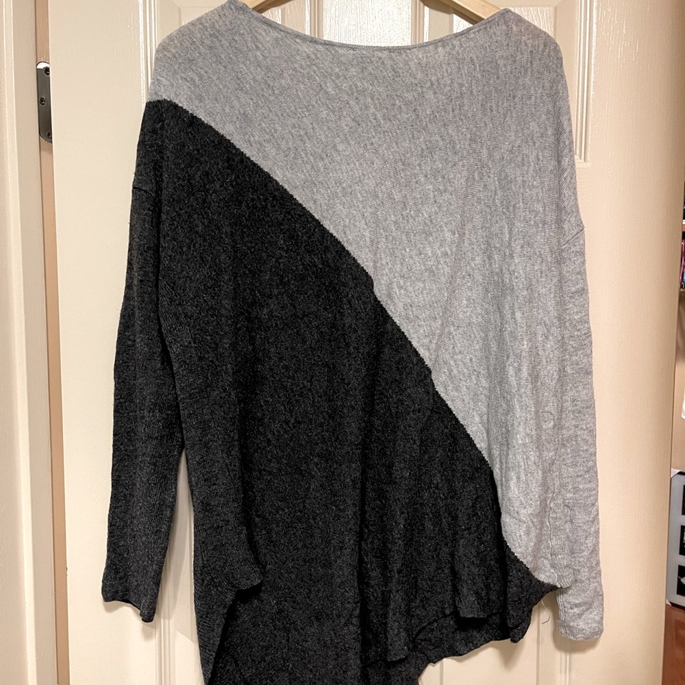 Asymmetrical Black and Gray Sweater